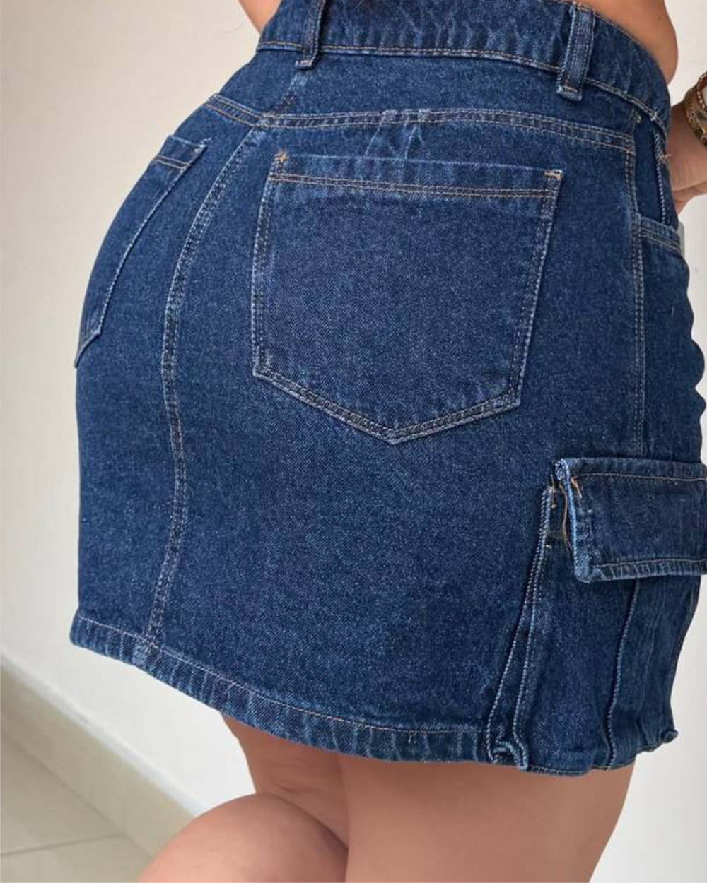 Falda De Jean Cargo Tiro Alto
