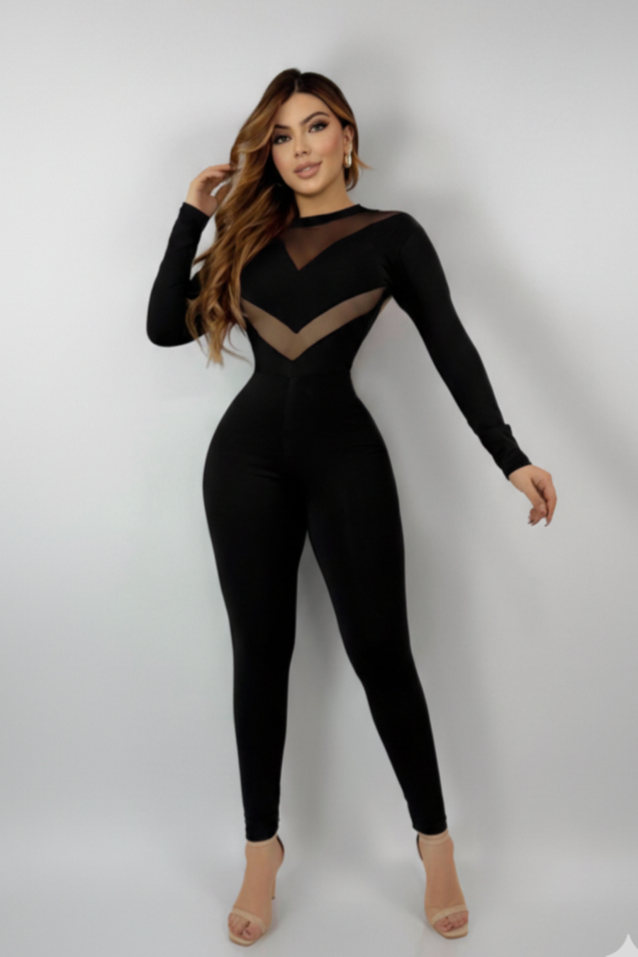 Enterizo Manga Larga Y Escote En La Espalda