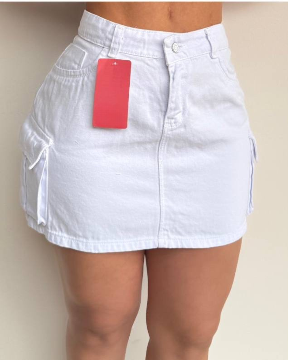 Falda De Jean Color Cargo Tiro Alto
