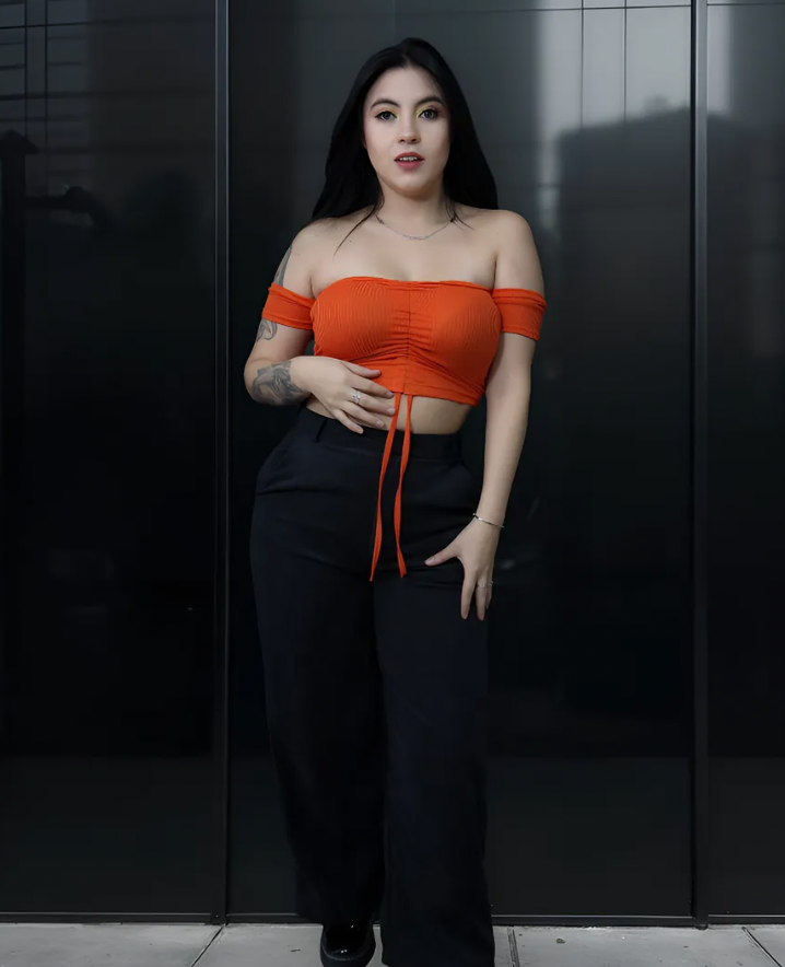 Blusa crop top con Cordon