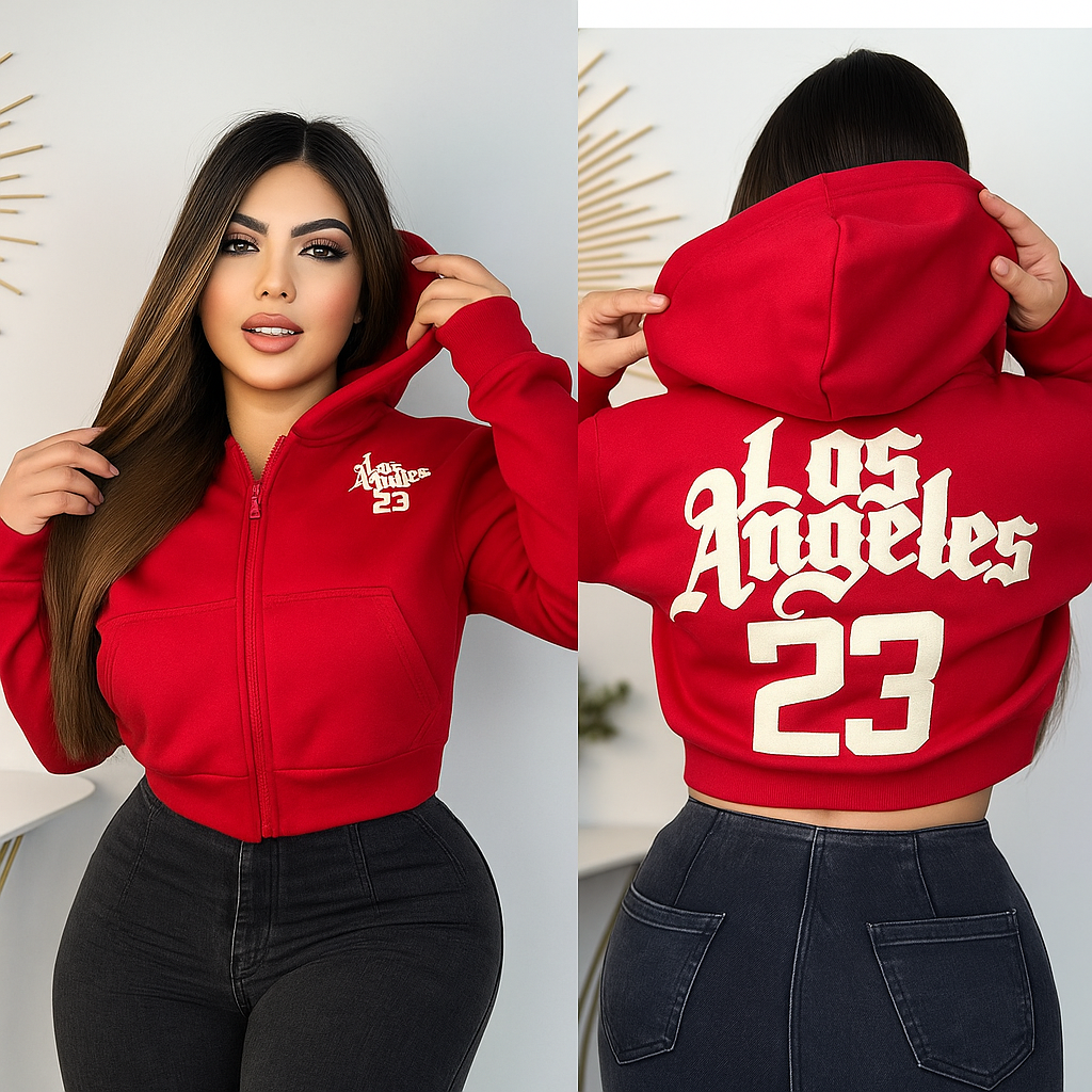 Buzo con capota y cremallera estampado para mujer
