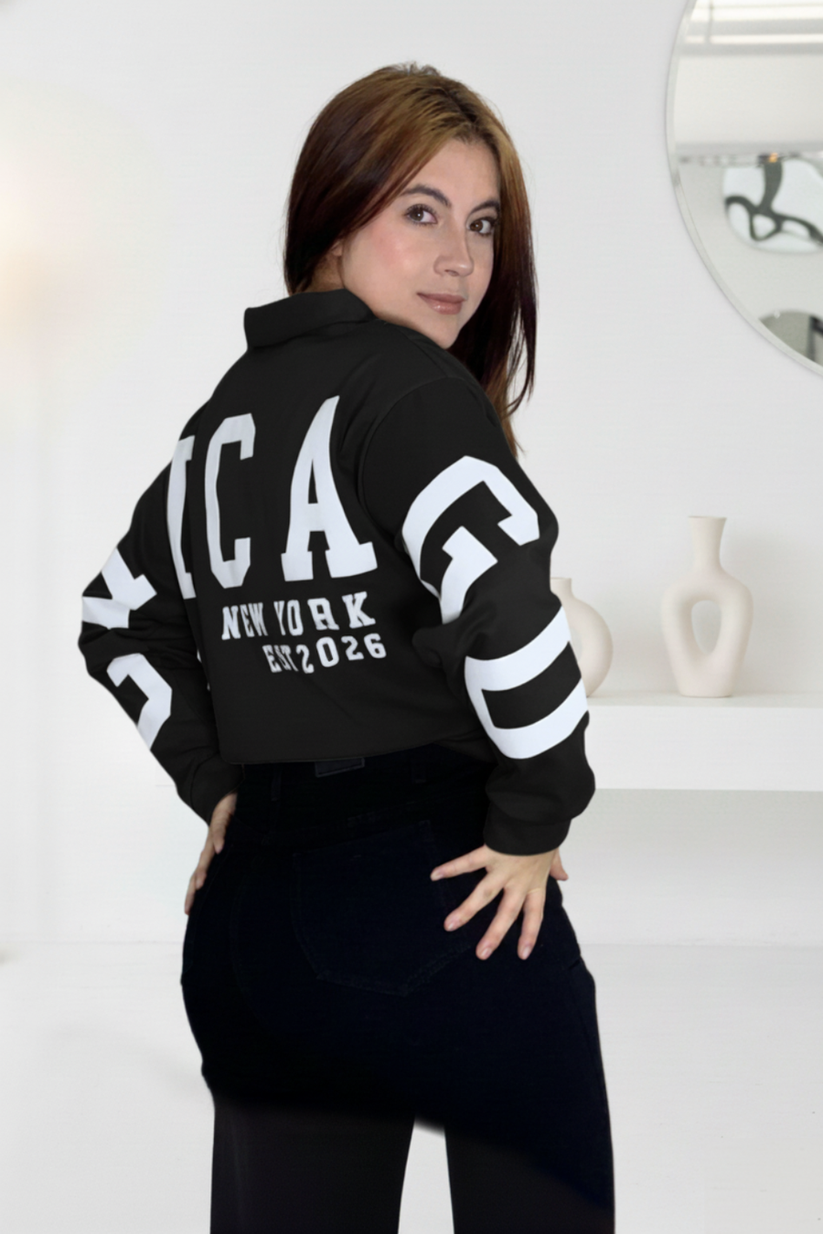 Buzo con cremallera espalda estampada