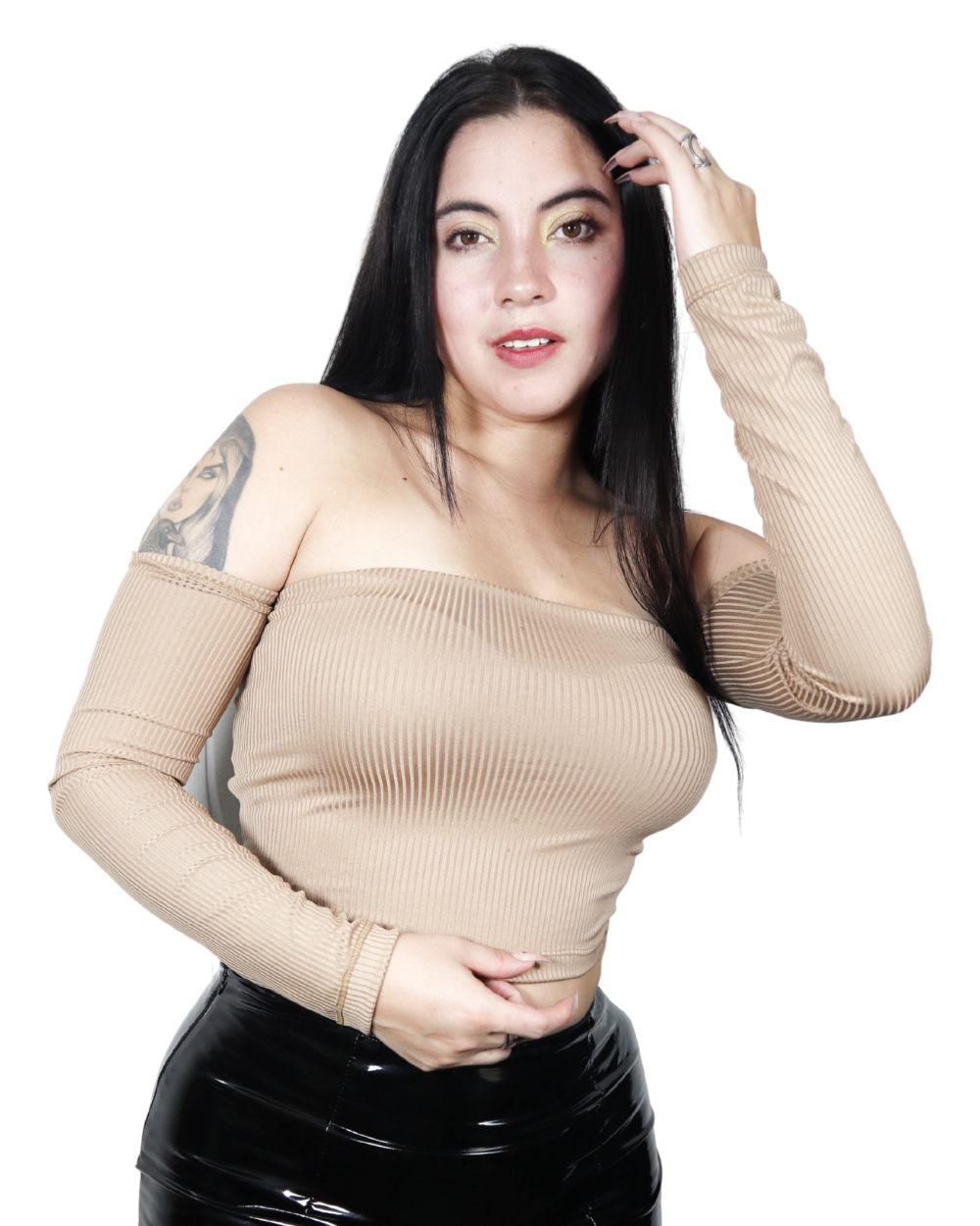 Blusa Manga Larga Cuello Bandeja Acanalada