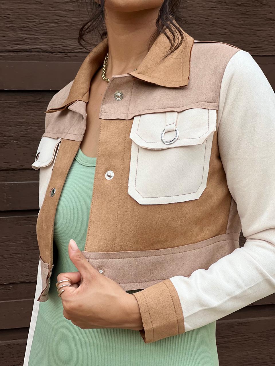 Chaqueta De Mujer Formal Tipo Gamuza Con Bolsillos