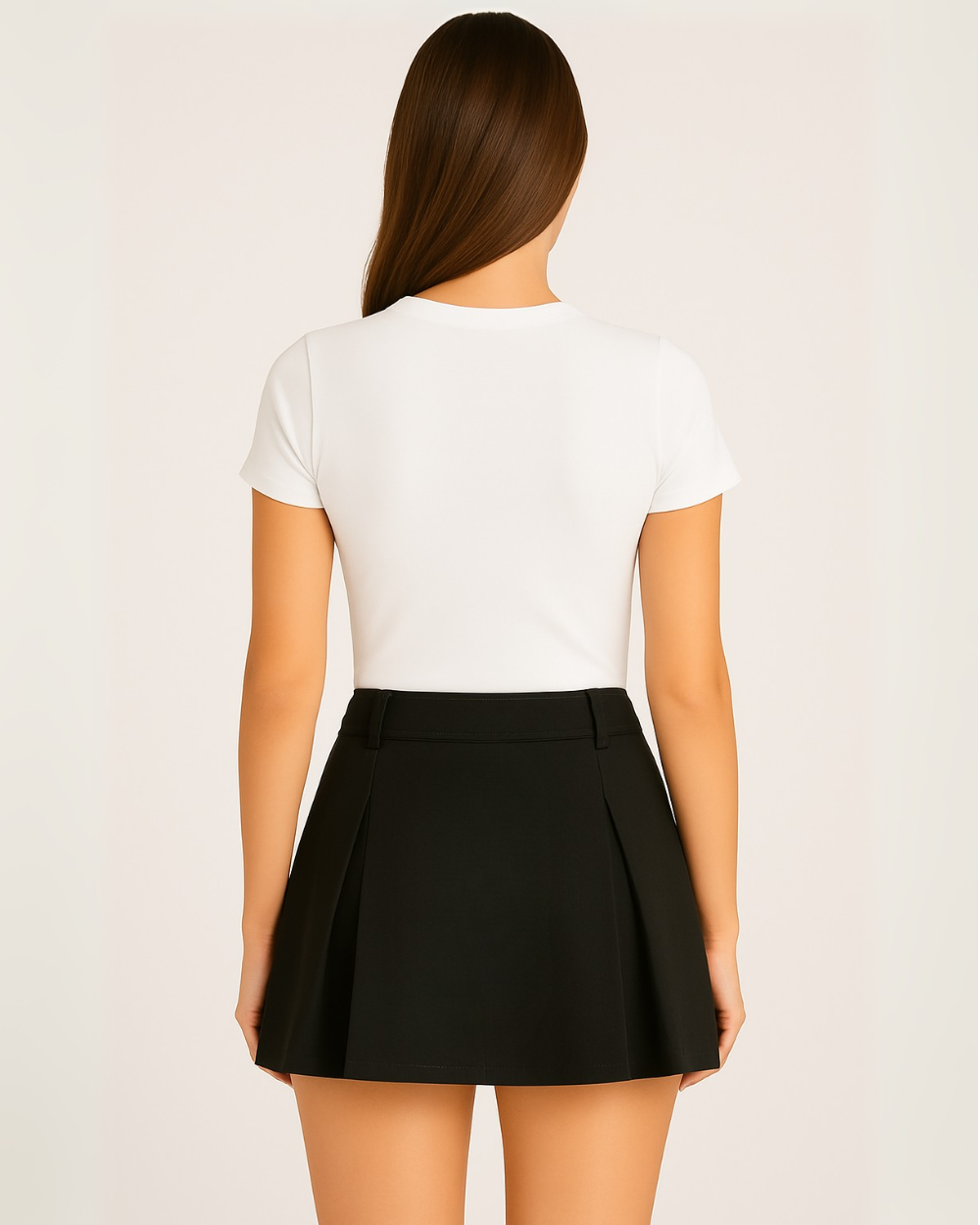 Falda Corta Plisada Con Pliegues Tipo  A Para Mujeres