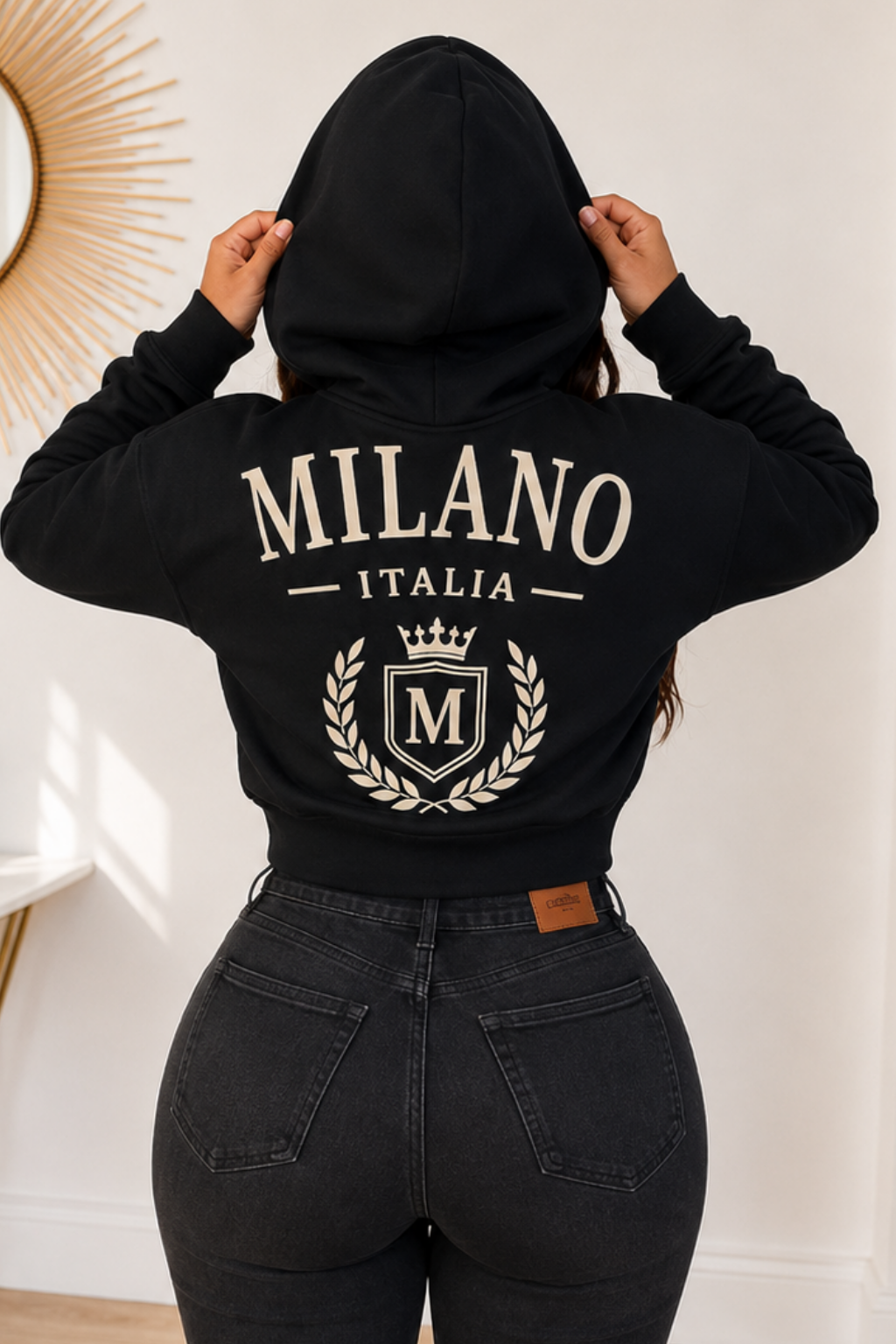 Buzo con capota y cremallera estampado  Milano