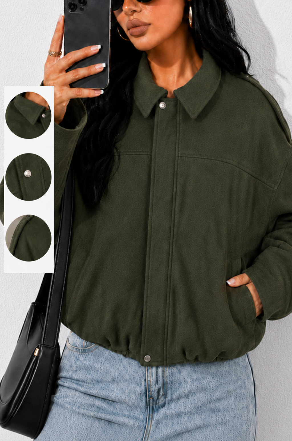 Chaqueta En Gamuza Para Mujer Estelo Oversize