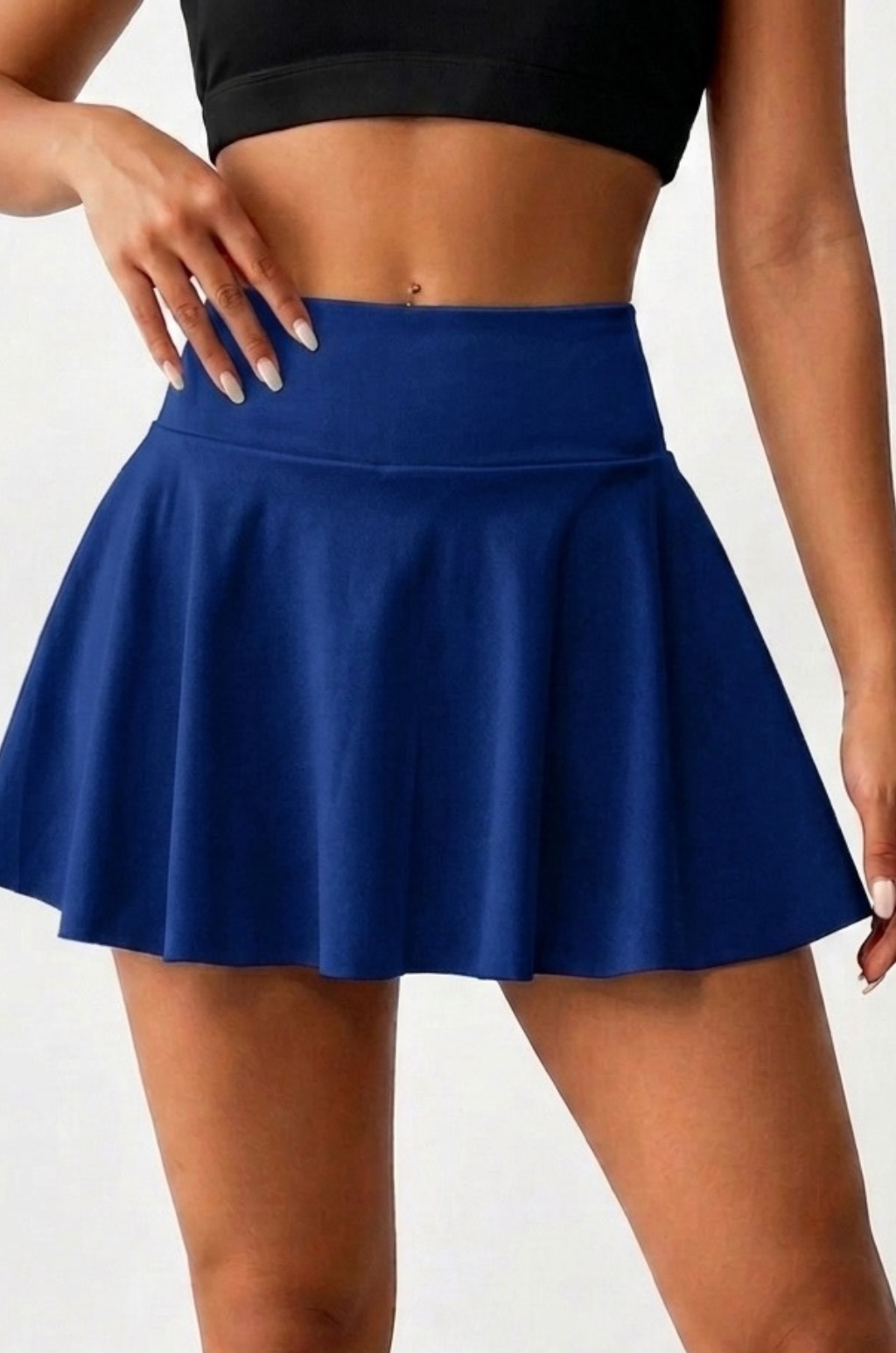 Falda Short  Tiro Alto con Bolsillo Lateral