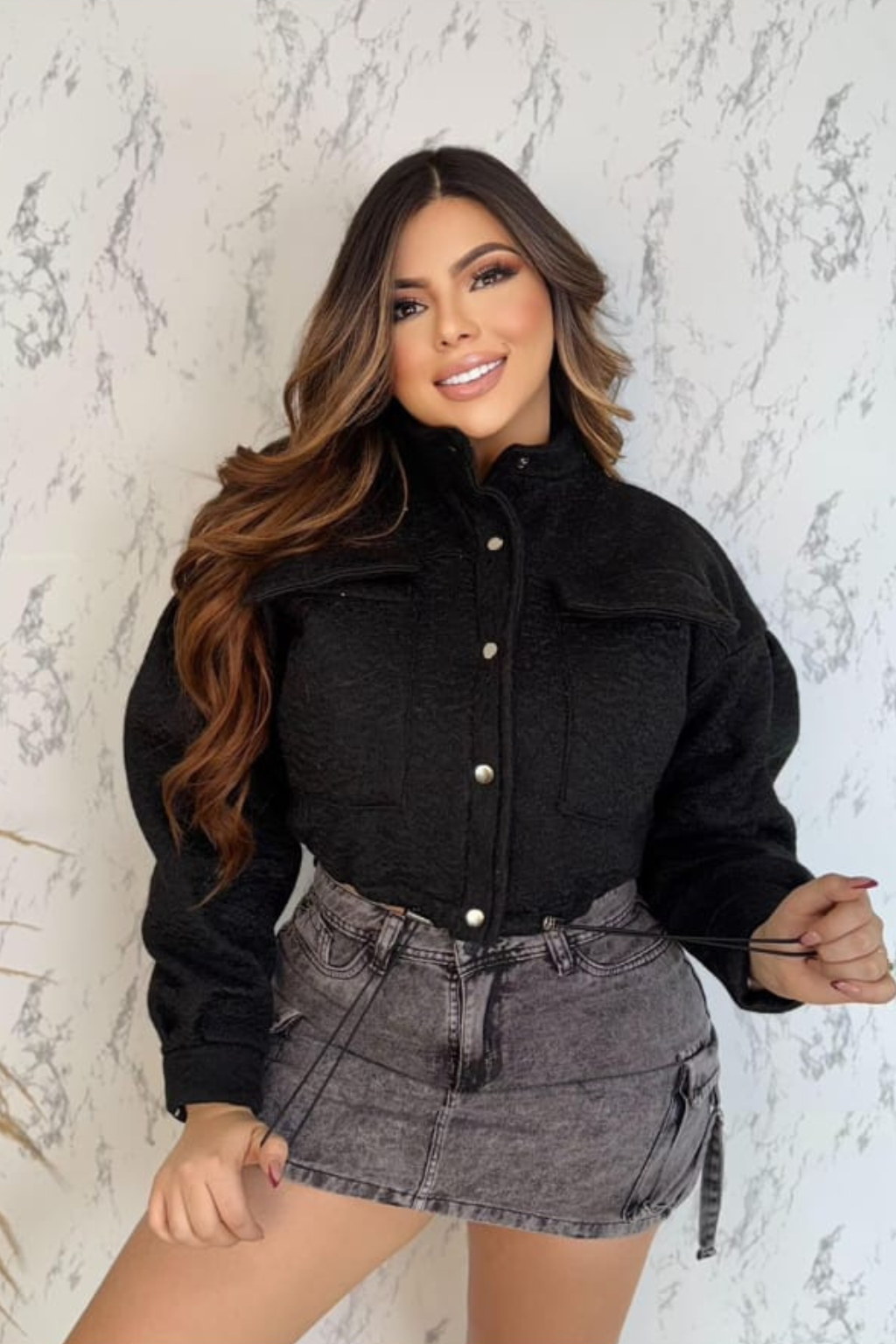 Chaqueta Clasica Para Mujer Estilo Cargo en Paño