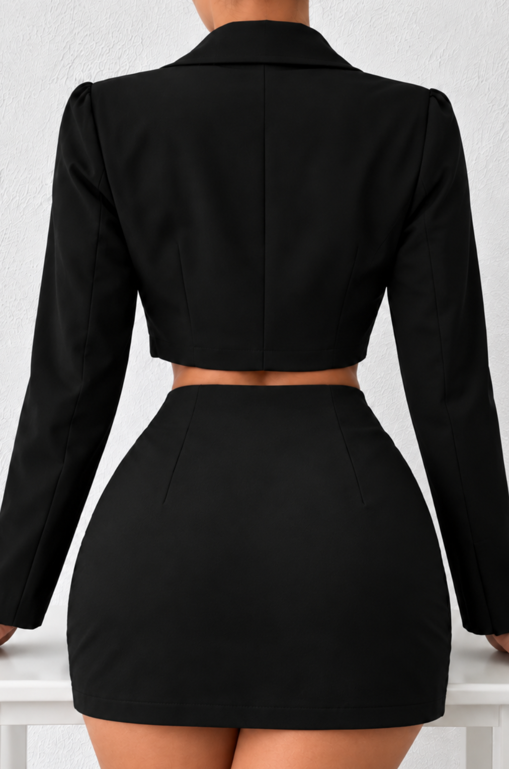 Conjunto Femenino Blazer  + Falda Short Plisada en Chalis