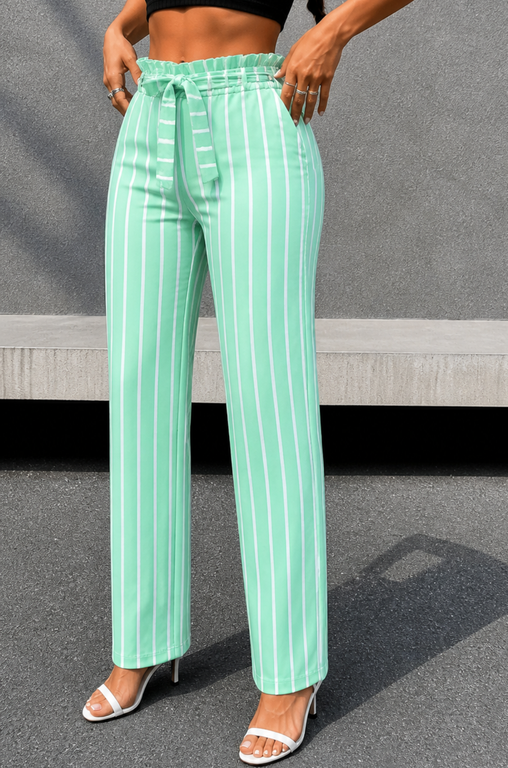 PANTALON TIRO ALTO CON PRETINA