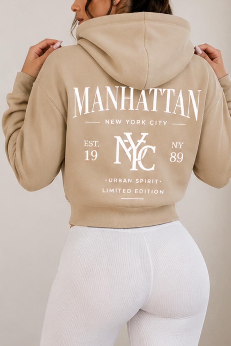 Buzo con capota y cremallera estampado Manhattan