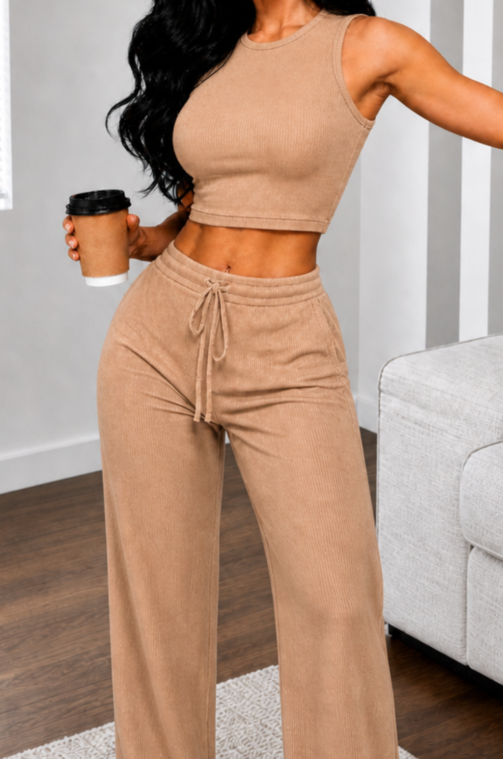 Conjunto Rib  Top y Pantalón