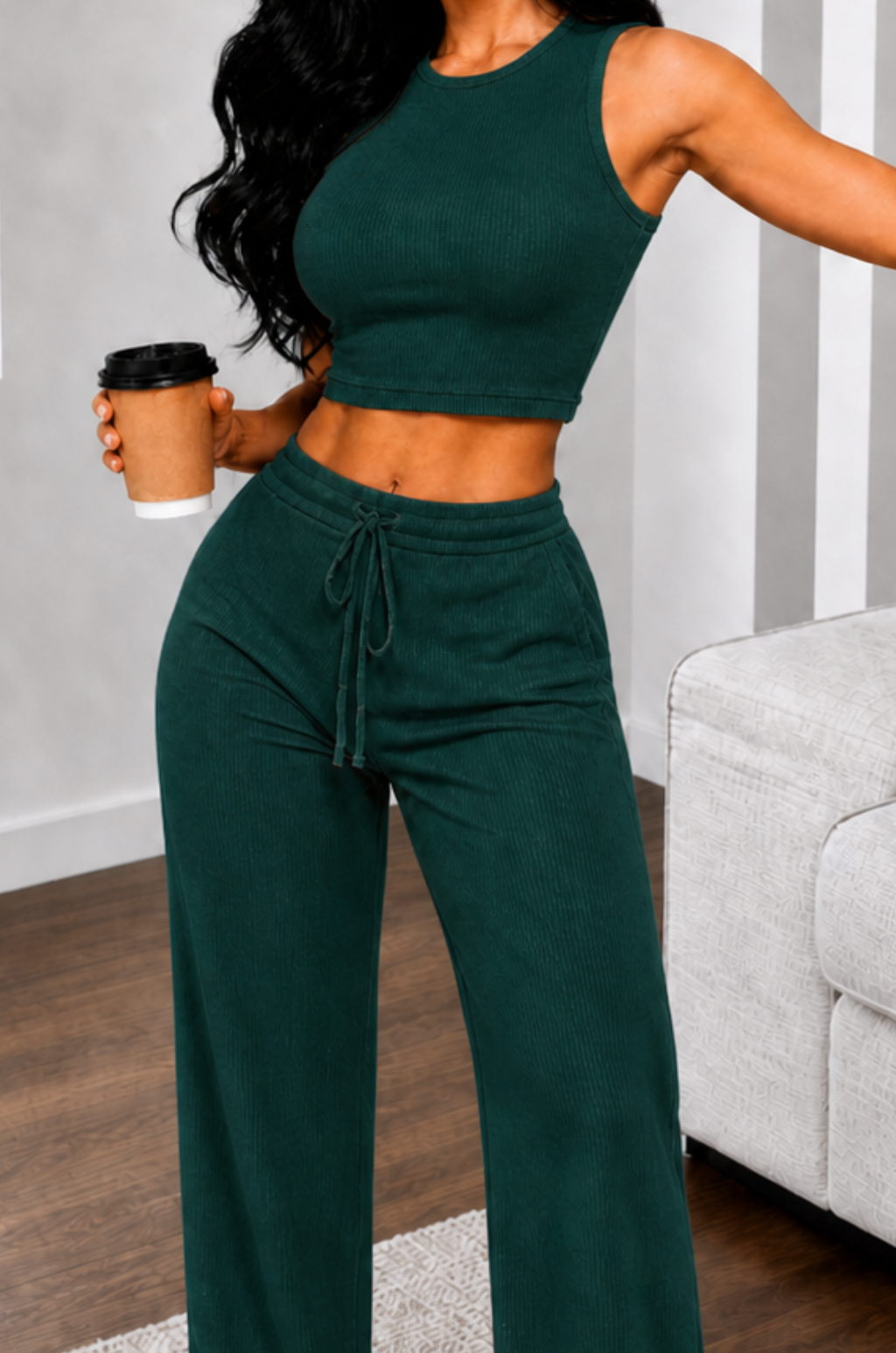 Conjunto Rib  Top y Pantalón