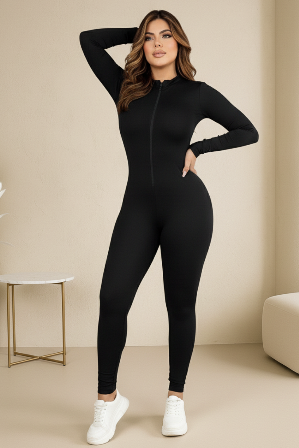 Enterizo Deportivo con Push Up  y Manga Larga