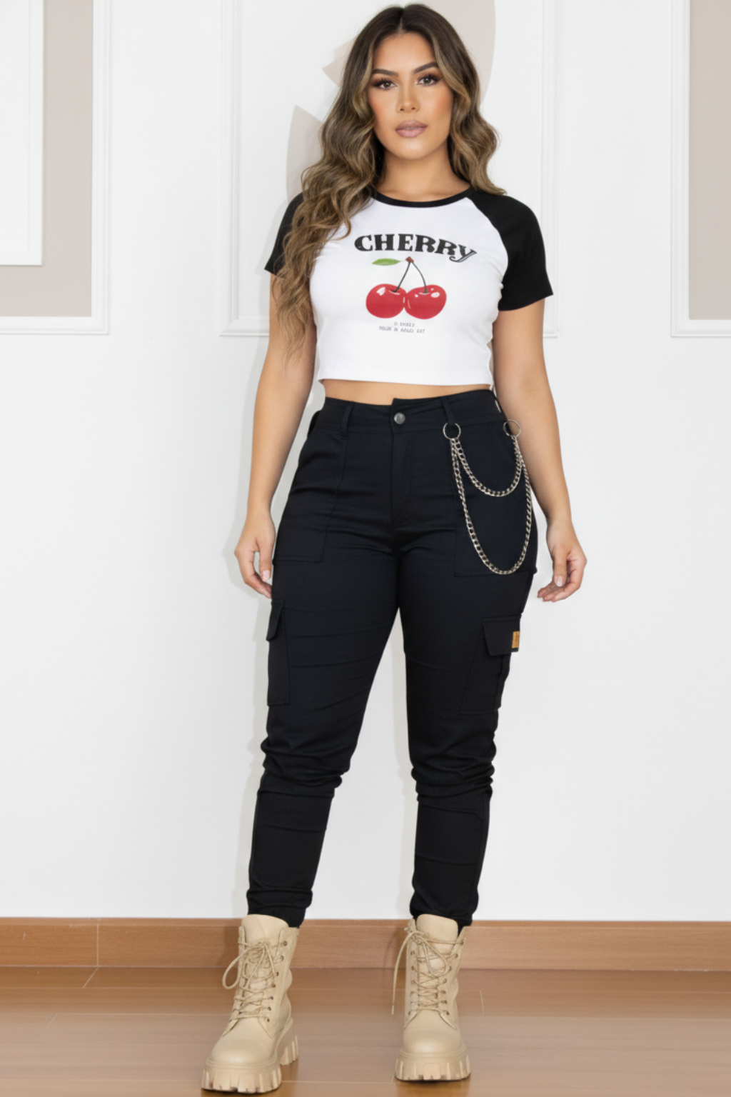 Conjunto Blusa estampada y Pantalon Cargo