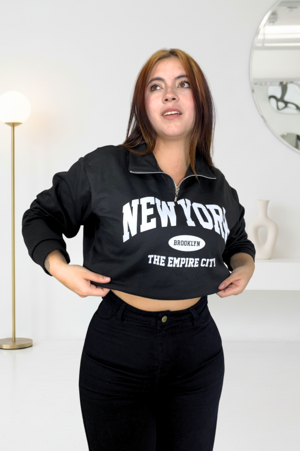 Buzo con cremallera y estampado New York