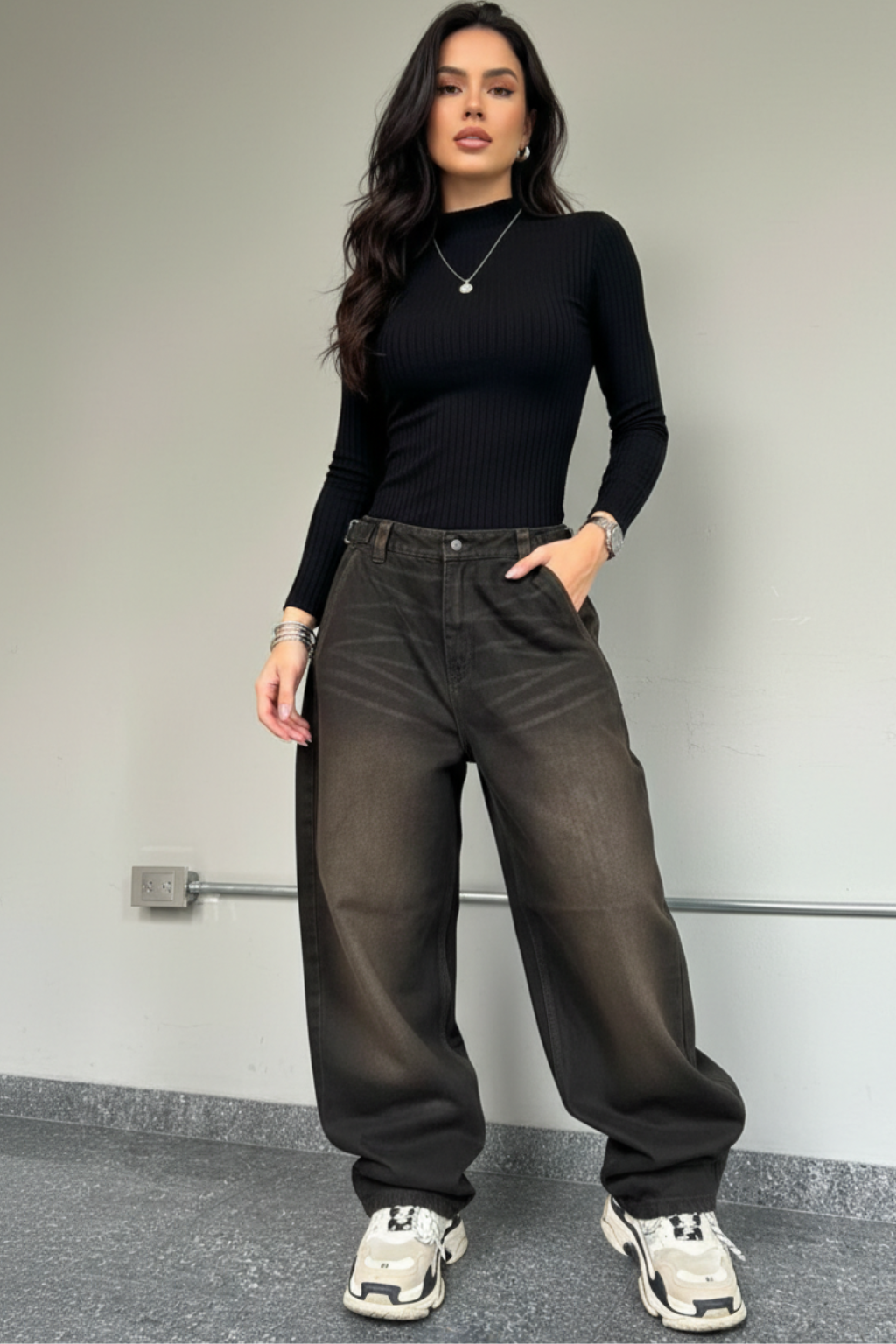 Pantalón Baggy Denim Mujer Estilo Urbano