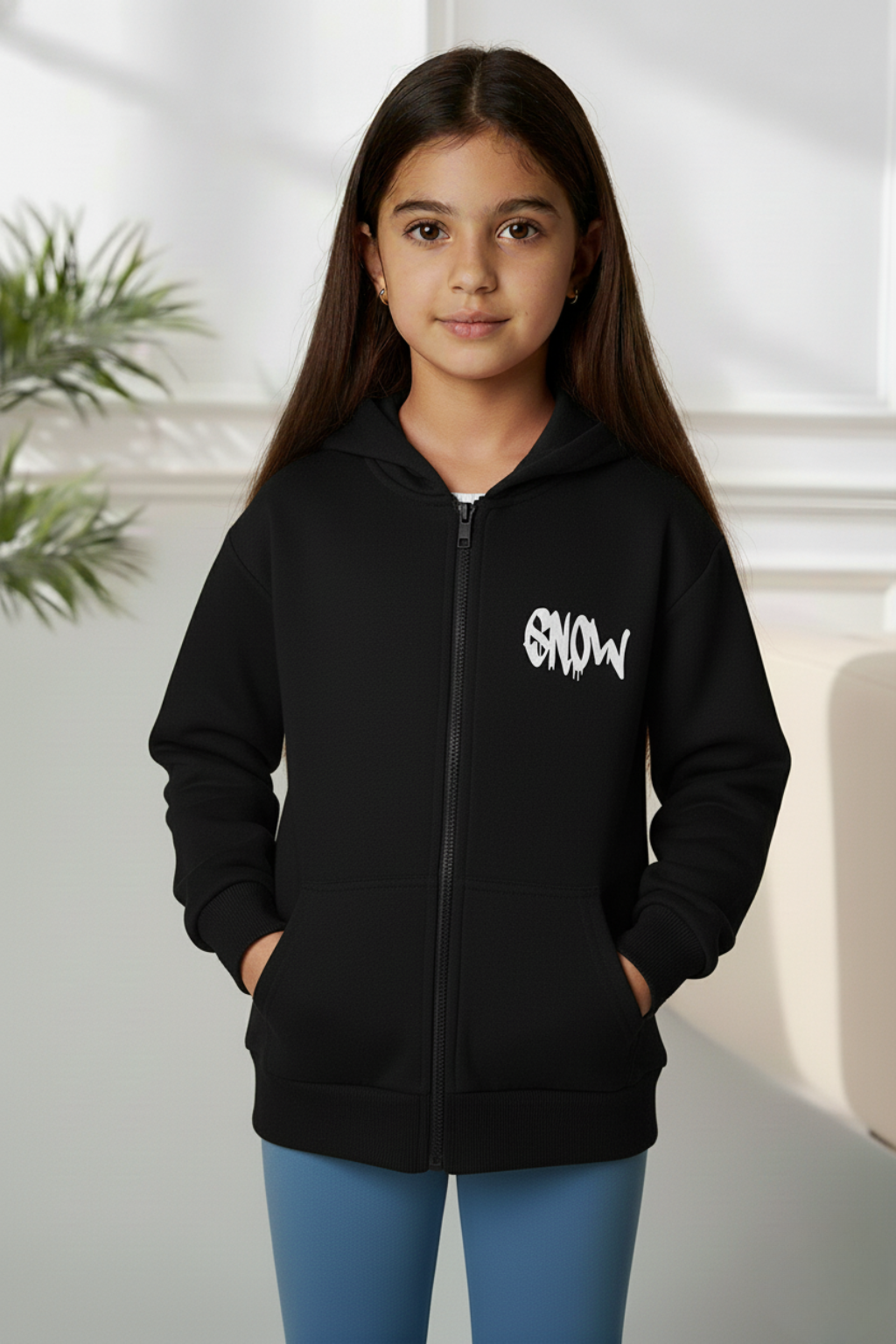 Buzo para niña con cremallera y capucha