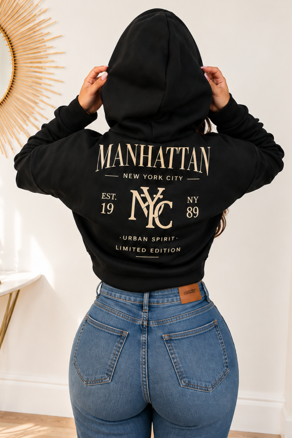 Buzo con capota y cremallera estampado para mujer