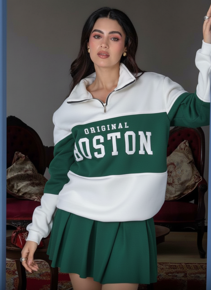 Buzo Oversize y cremallera estampado para mujer