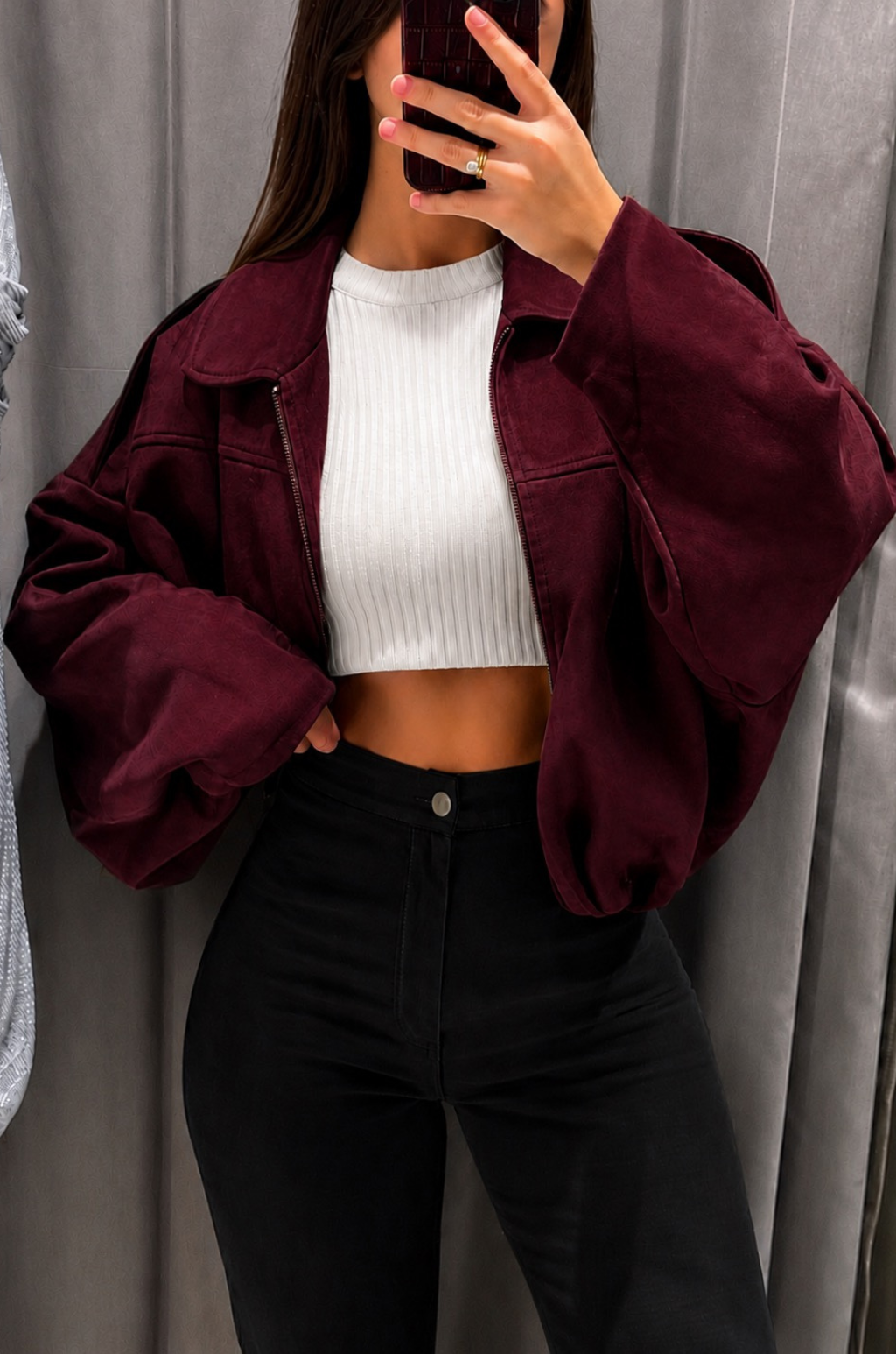 Chaqueta En Gamuza Para Mujer Estilo Oversize