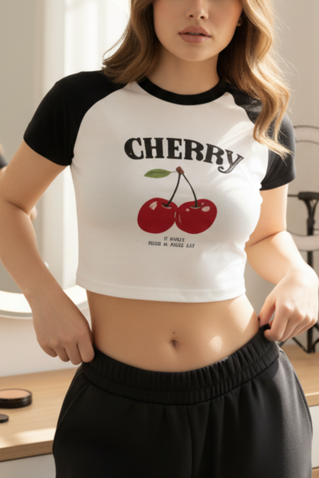 Conjunto Blusa Cherry y Falda Plisada