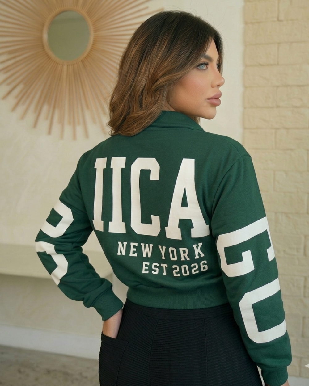 Buzo con cremallera espalda estampada con Chicago