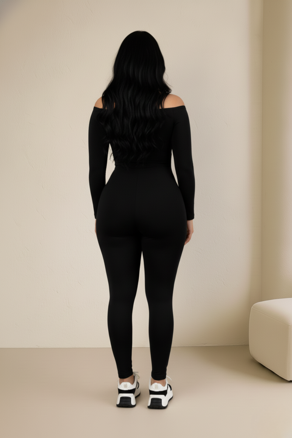 Enterizo Strapless Negro Manga Larga