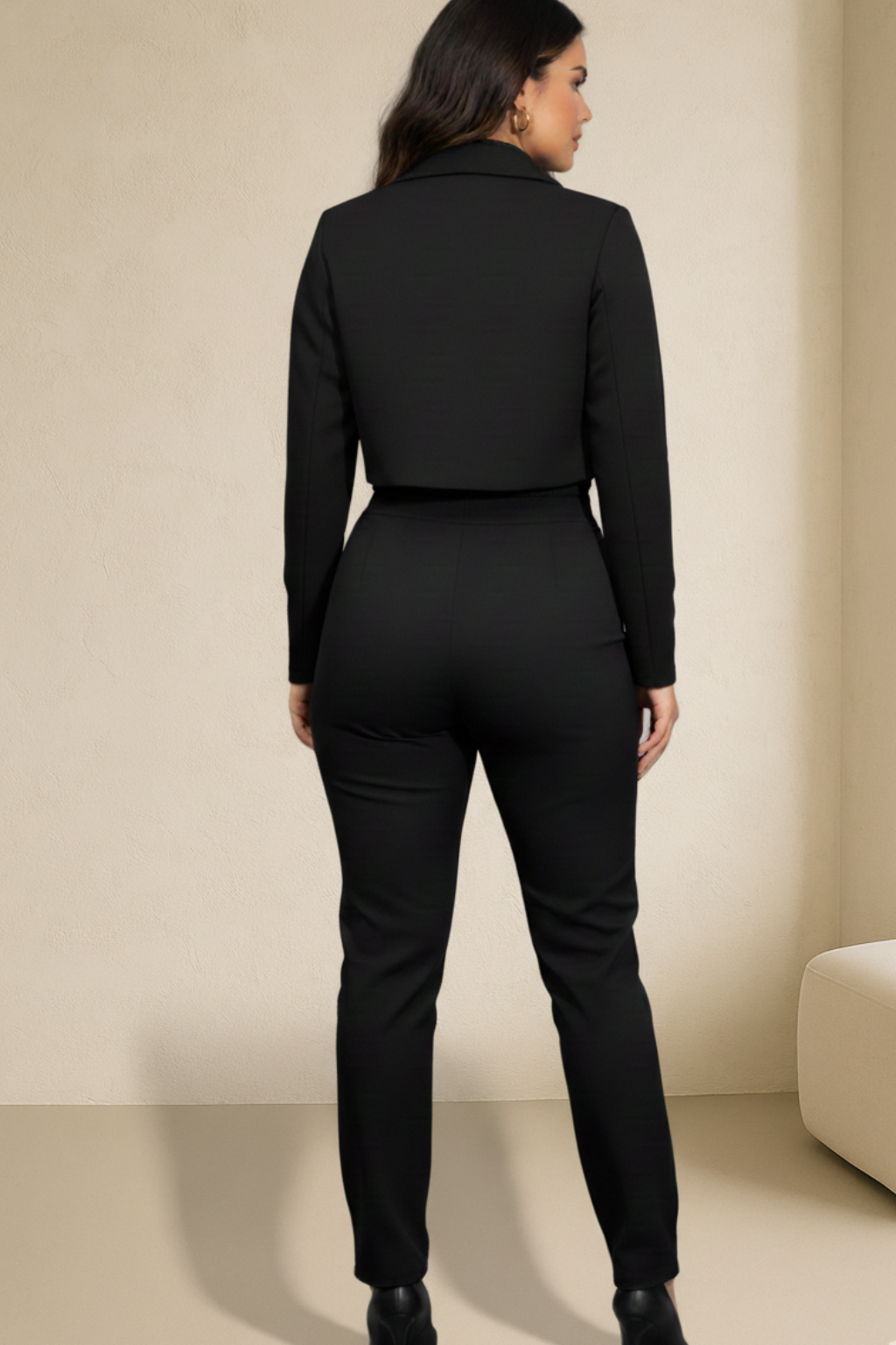 Conjunto Negro De Pantalón Palazzo y Blazer