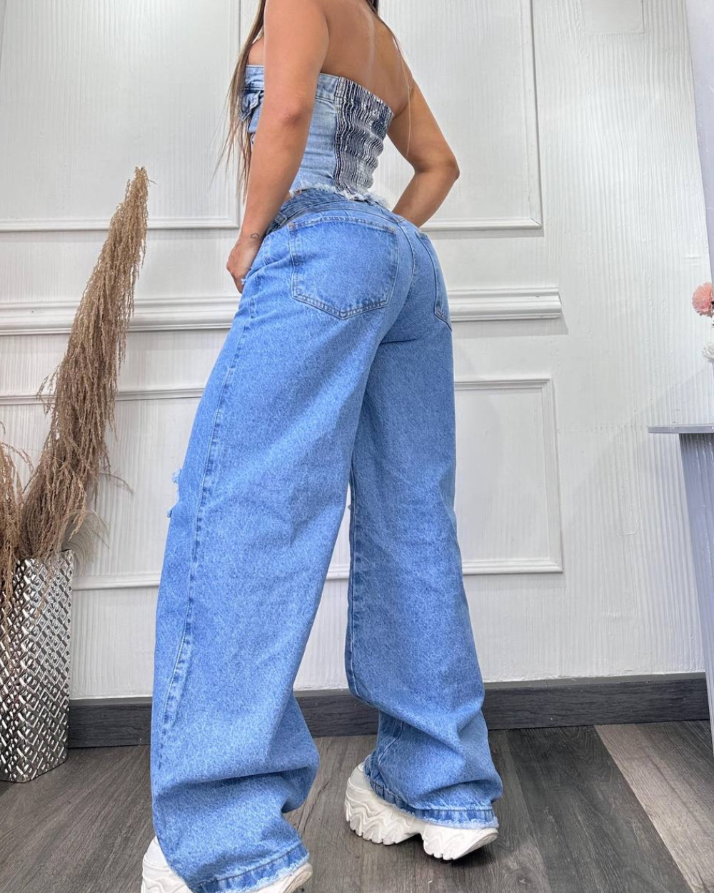 Pantalon De Jean Tiro Alto  Bota Recta