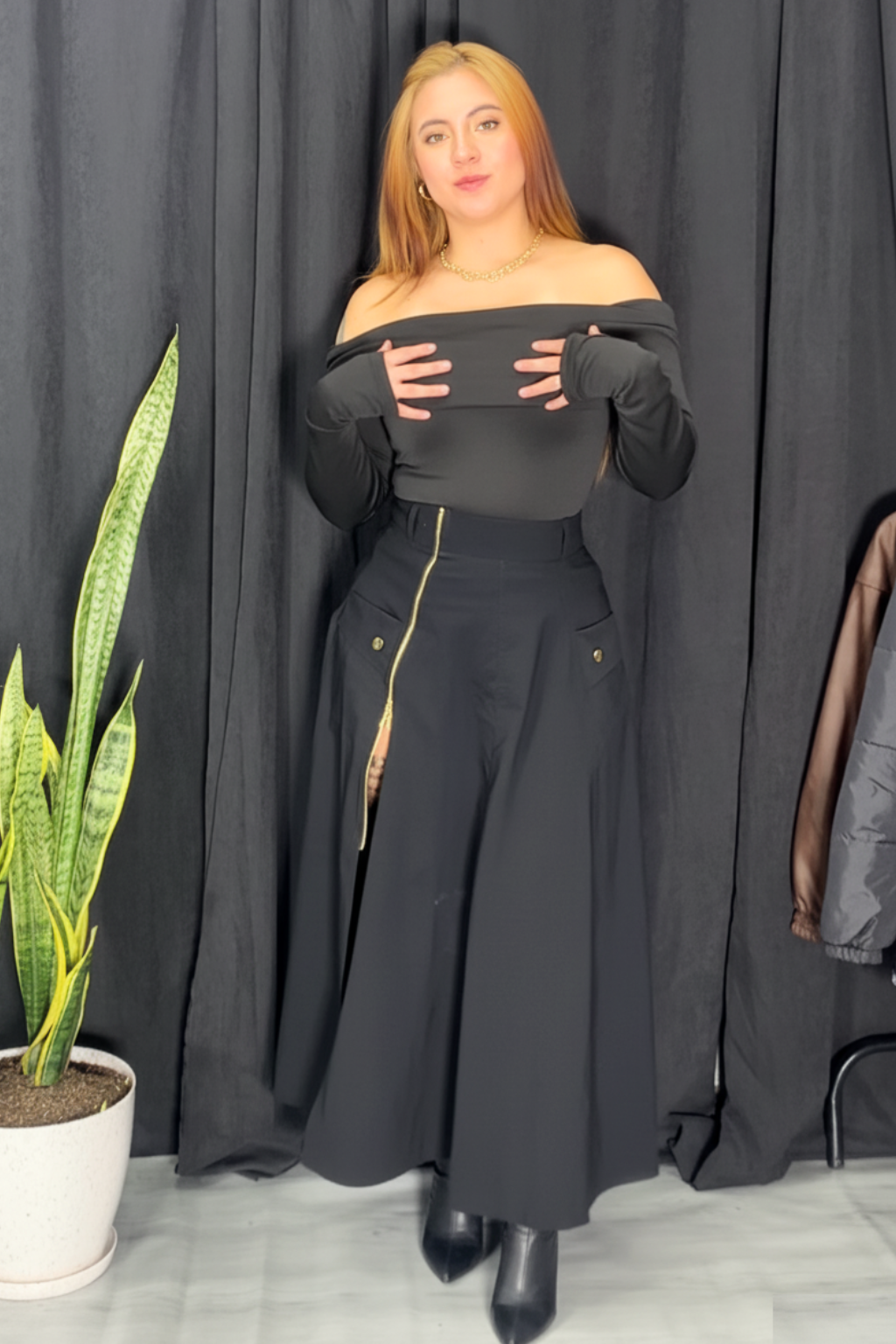 Conjunto Blusa Bandeja y Falda larga