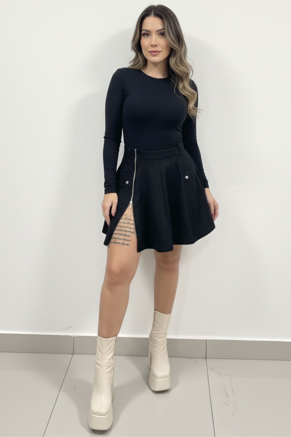 Falda corta cremallera