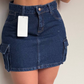 Falda De Jean Cargo Tiro Alto