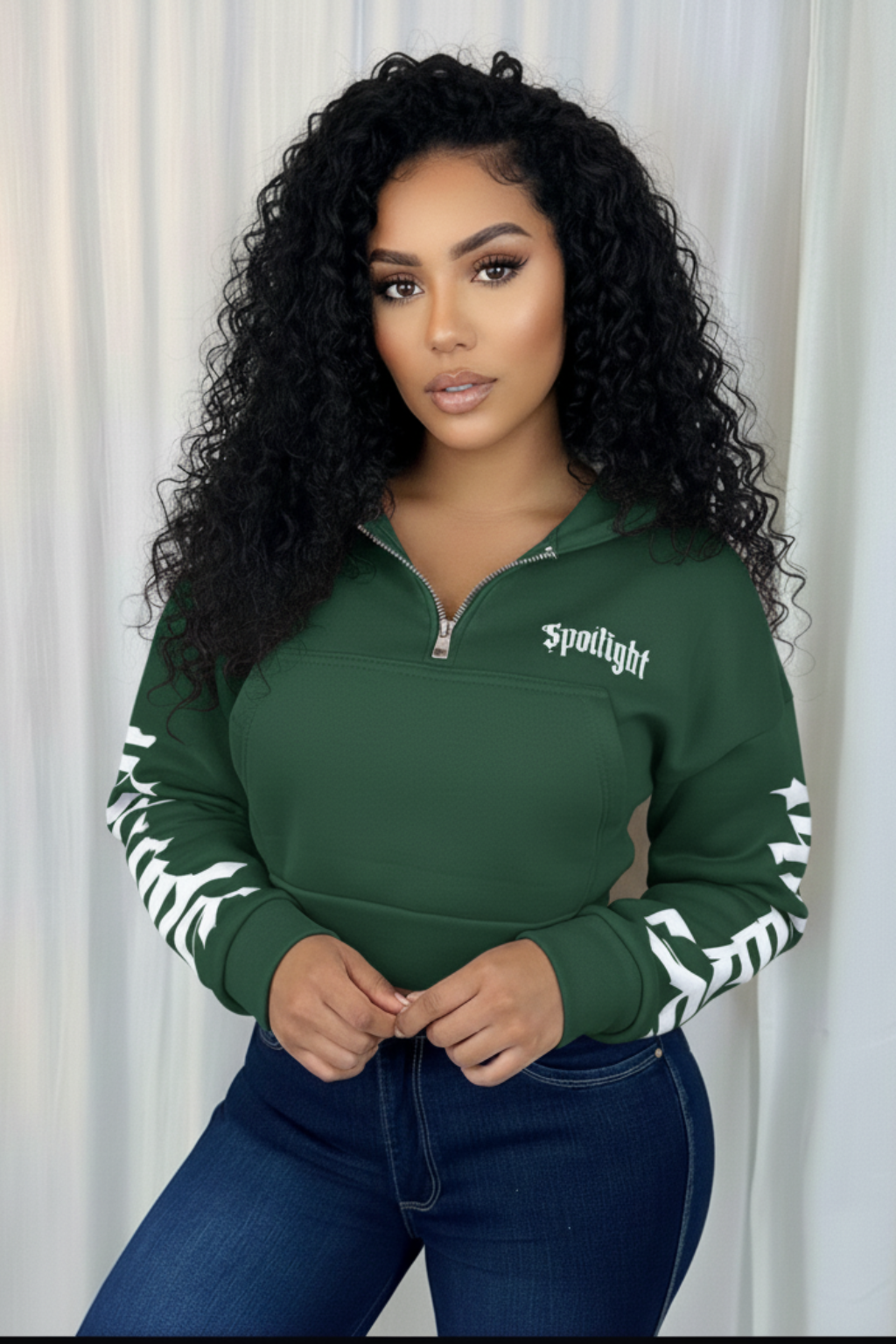 Buzo  para mujer  con estampado y cierre frontal