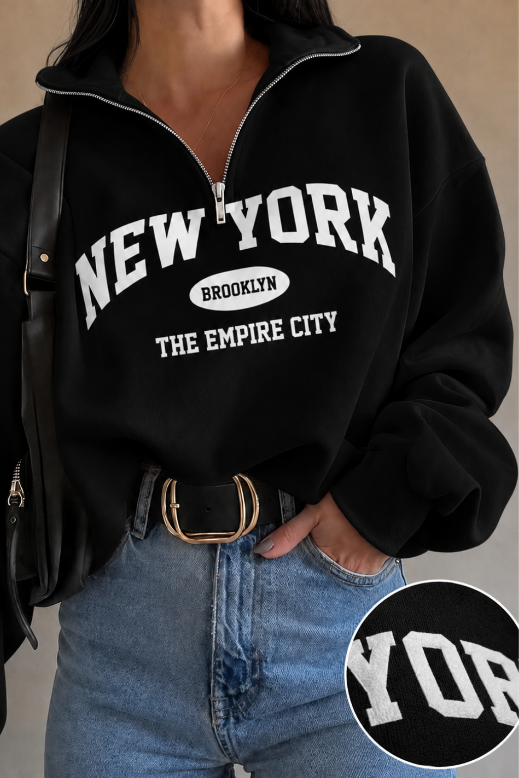 Buzo con cremallera y estampado New York