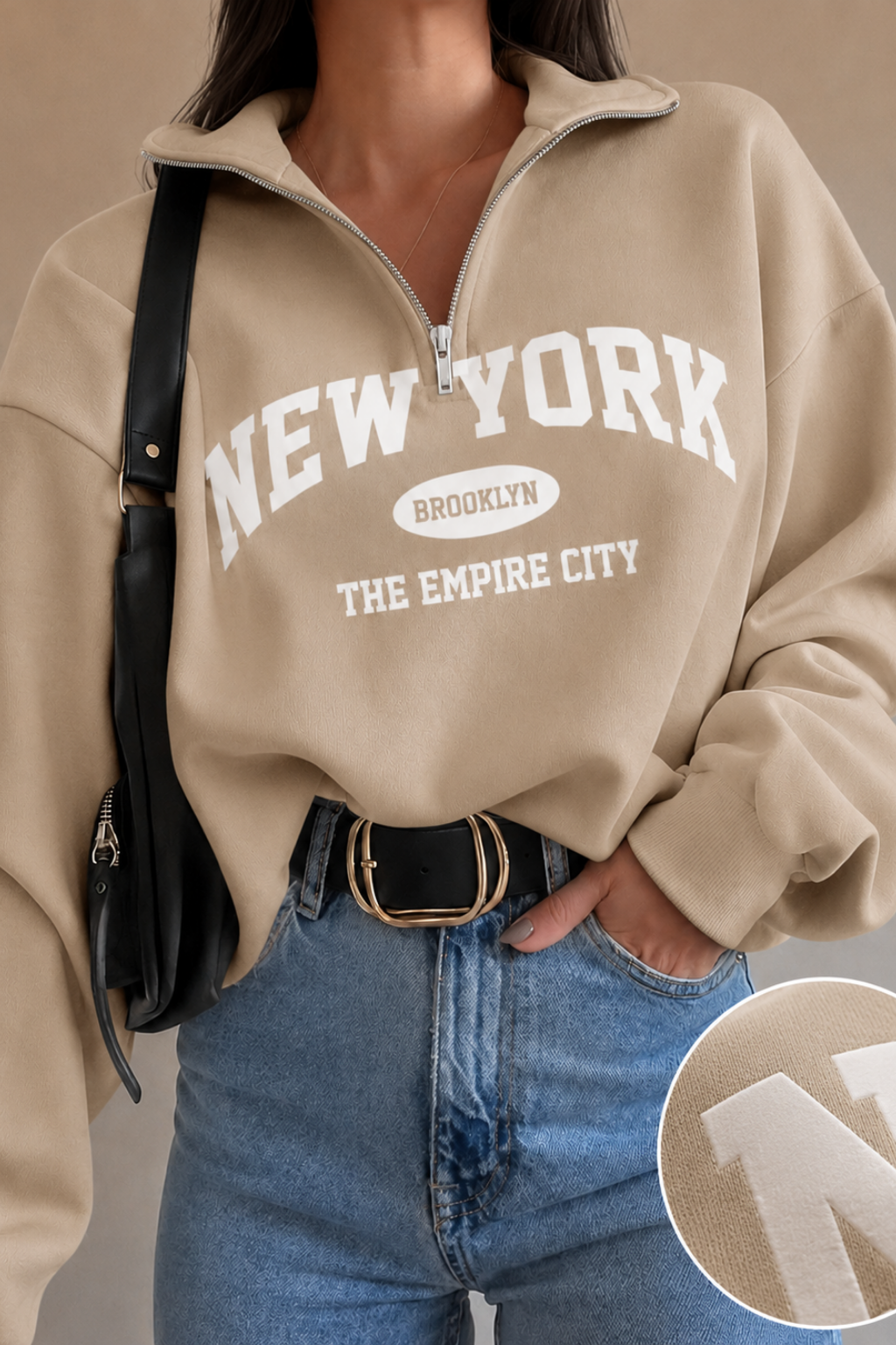Buzo con cremallera y estampado New York