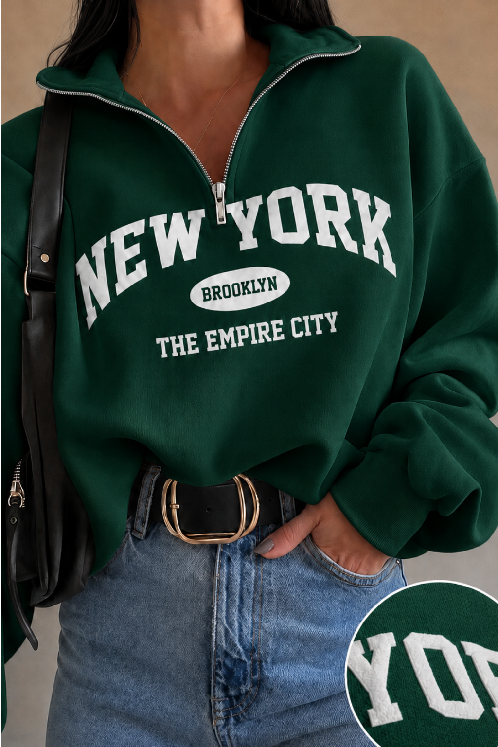 Buzo con cremallera y estampado New York