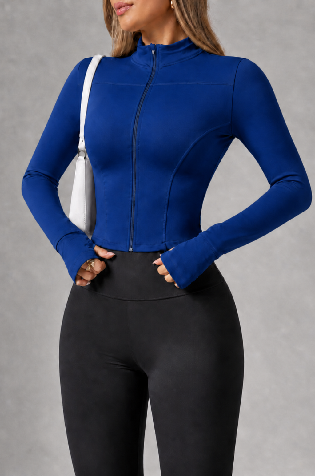 Chaqueta ajustada de manga larga para correr, pilates y deportes