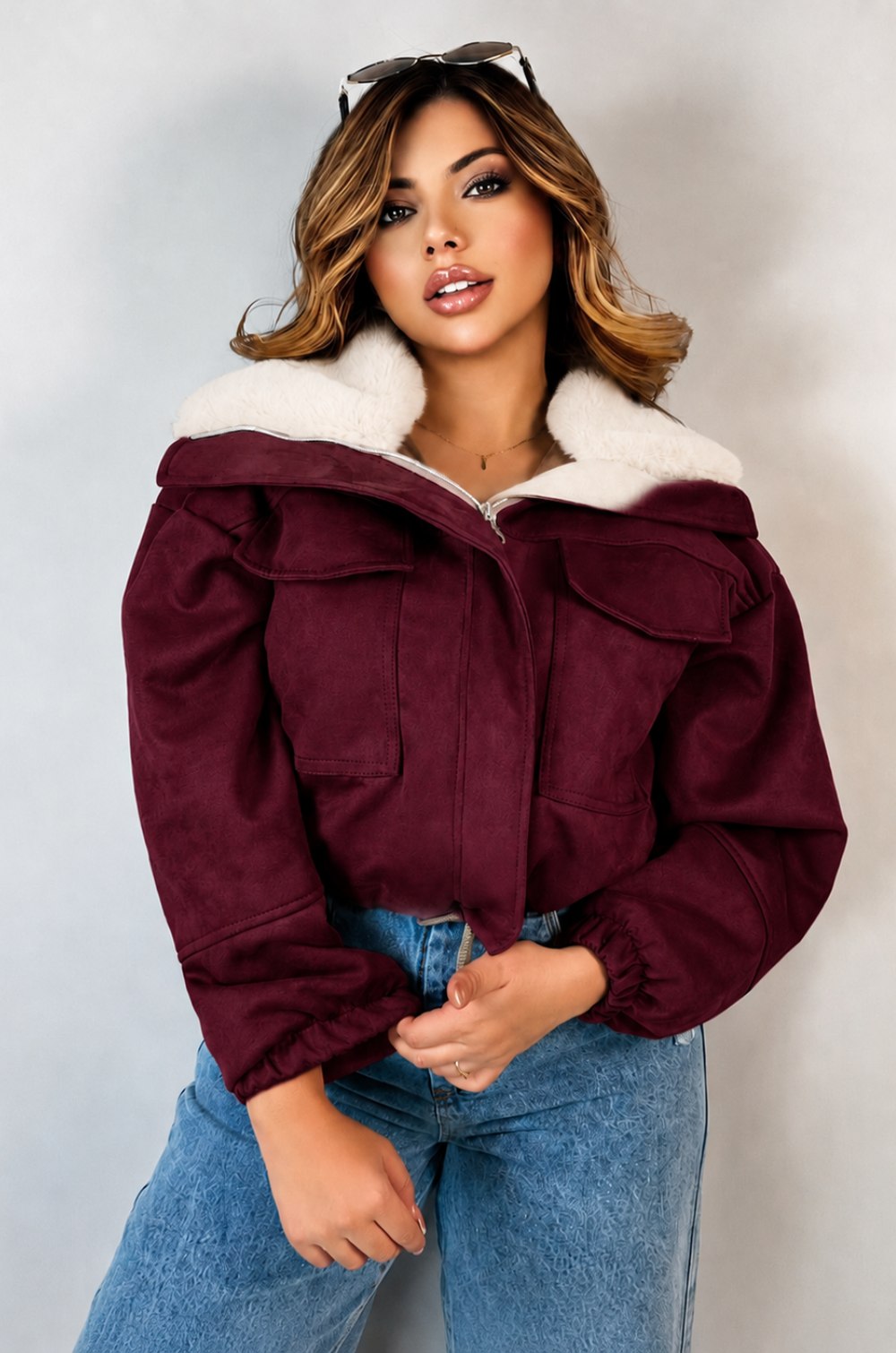 Chaqueta en Gamuza  con Peluche