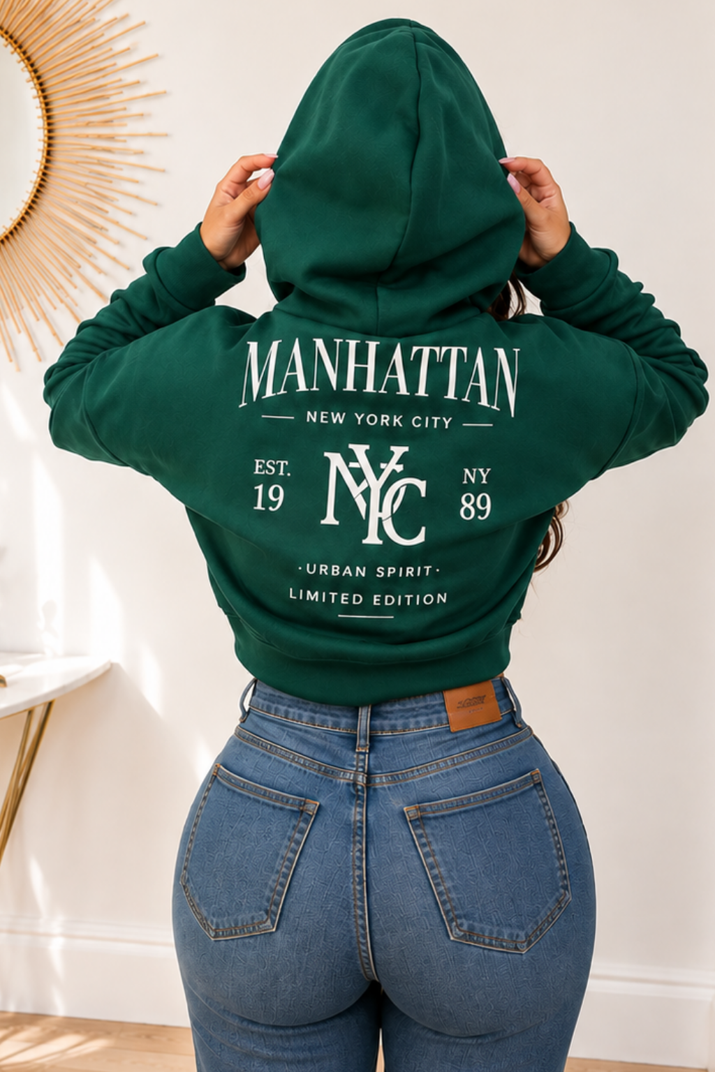 Buzo con capota y cremallera estampado para mujer