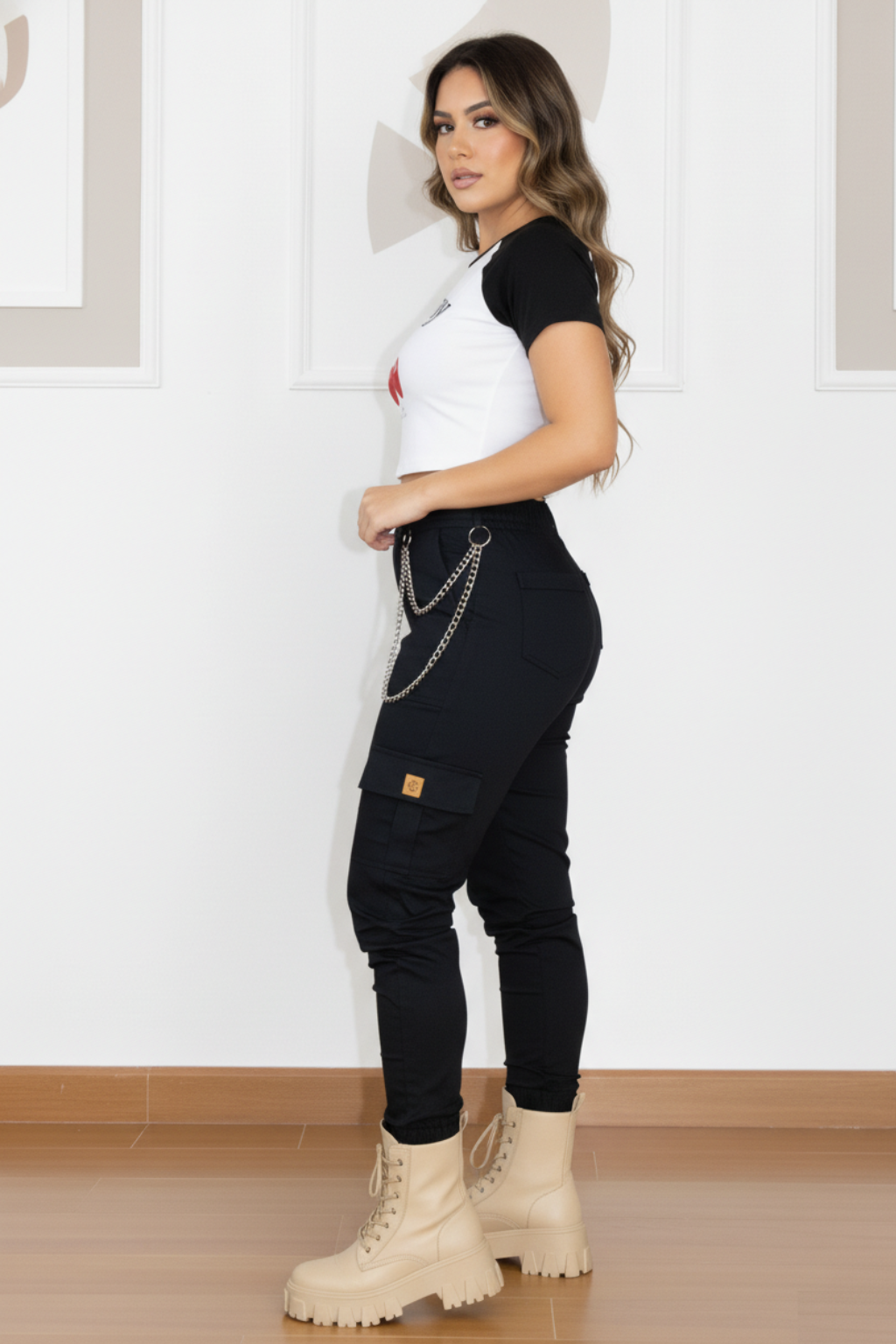 Conjunto Blusa estampada y Pantalon Cargo