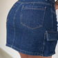 Falda De Jean Cargo Tiro Alto