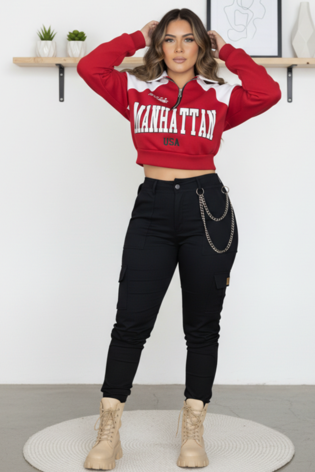 Conjunto Buzo con estampado y pantalón estilo cargo