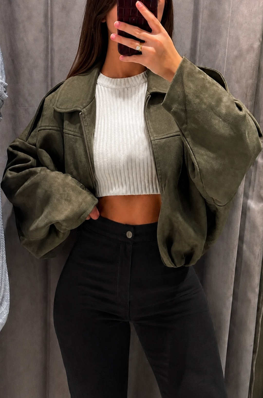 Chaqueta En Gamuza Para Mujer Estilo Oversize