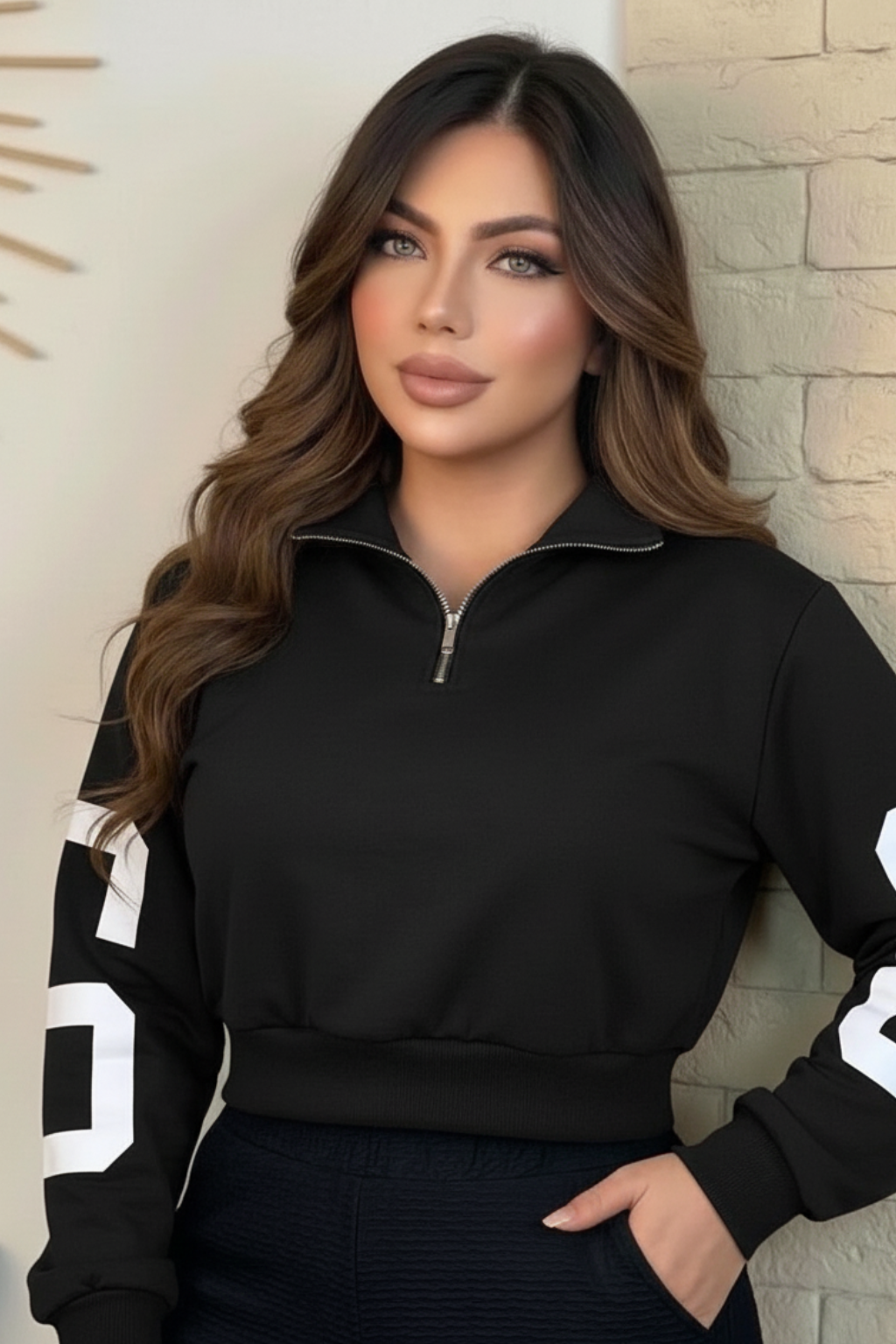 Buzo con cremallera espalda estampada con Chicago