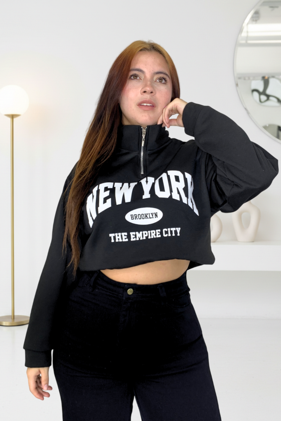 Buzo con cremallera y estampado para mujer