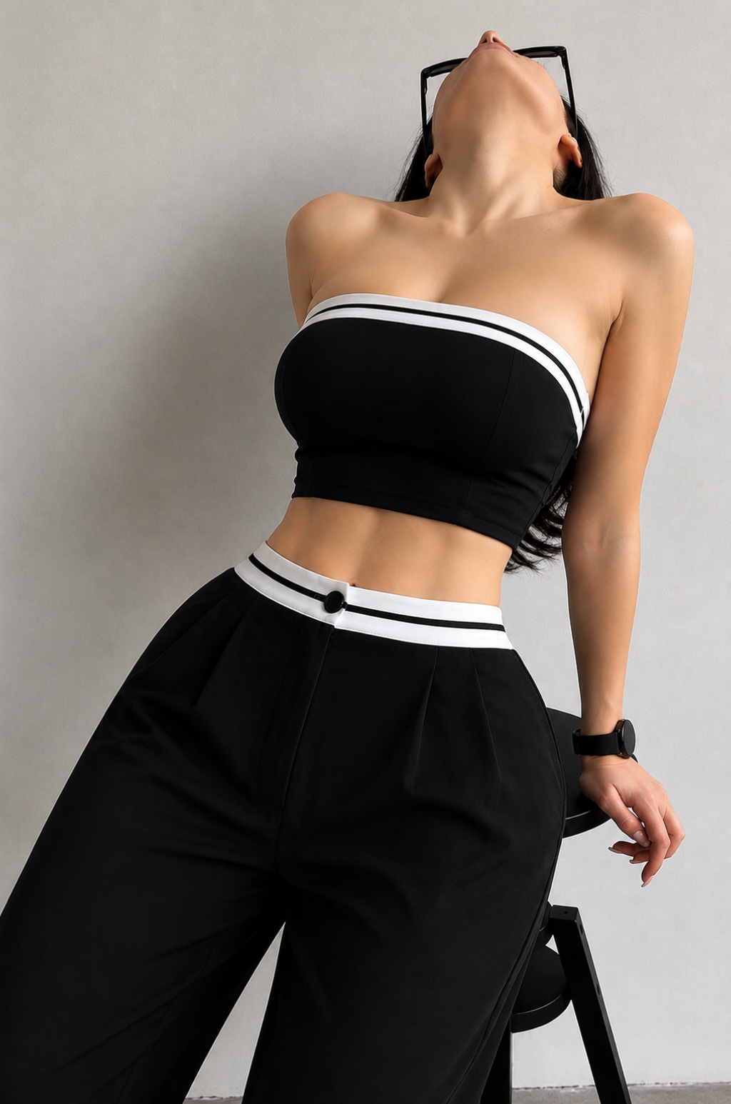 Conjunto Mujer Strapless y Pantalón