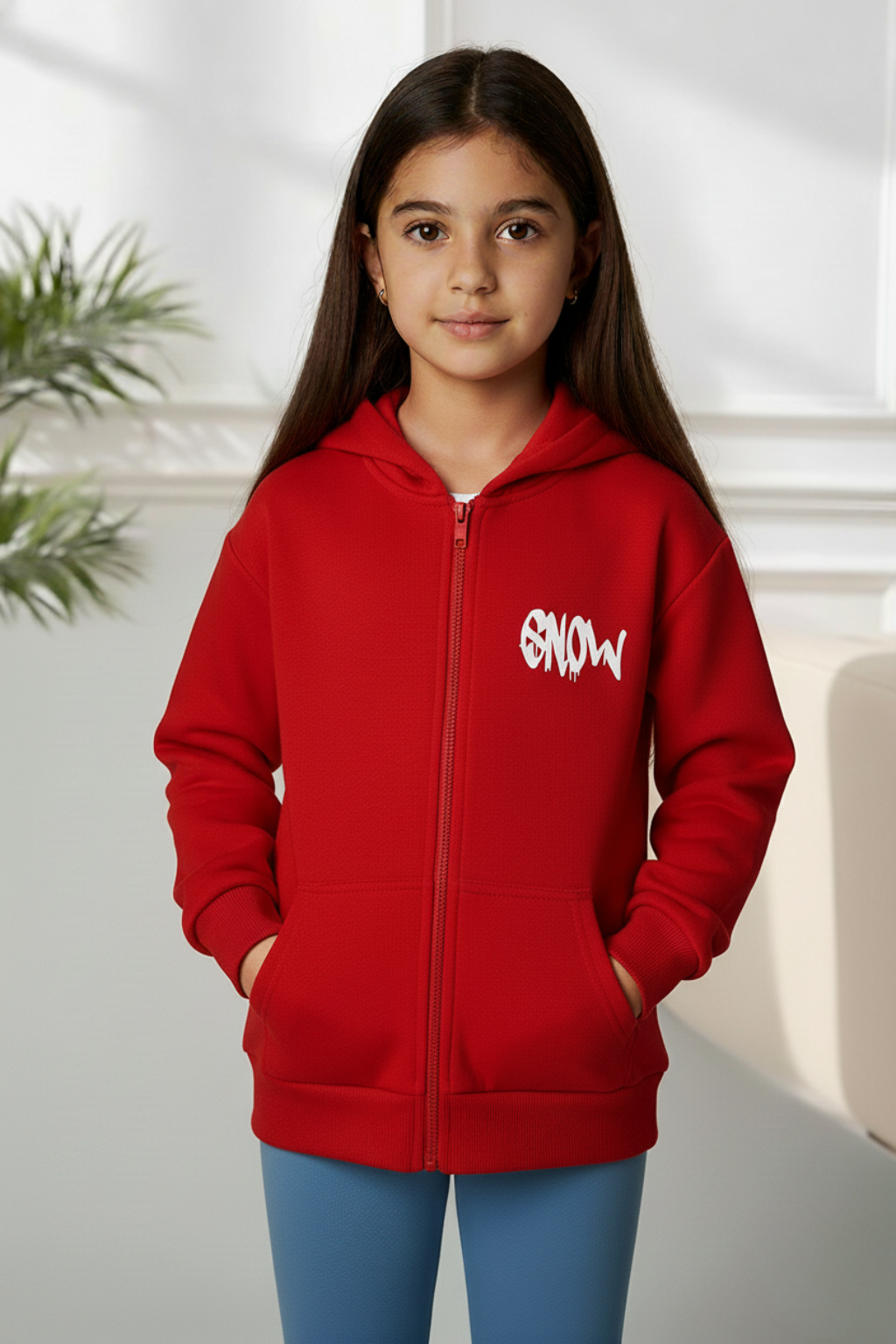 Buzo para niña con cremallera y capucha