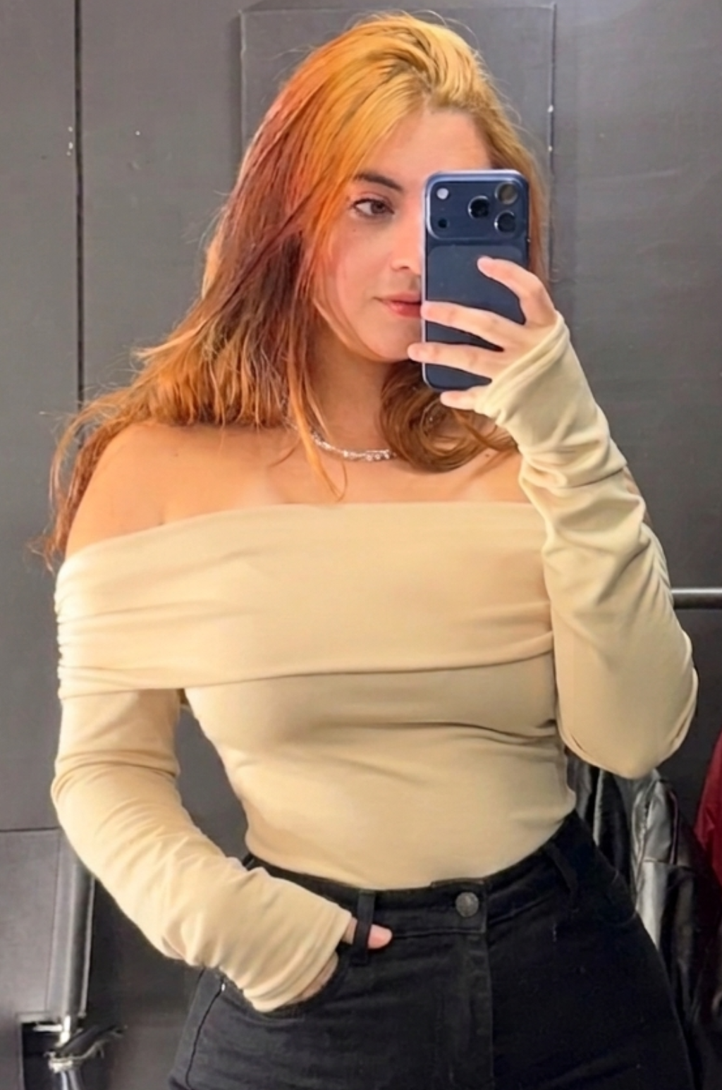 Blusa Mujer Manga Larga Cuello Bandeja